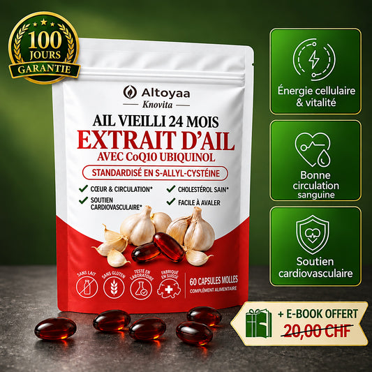 Altoyaa – Extrait d'ail maturé 24 mois avec CoQ10 et vitamine K2