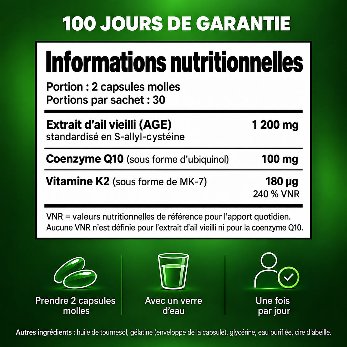 Altoyaa – Extrait d'ail maturé 24 mois avec CoQ10 et vitamine K2