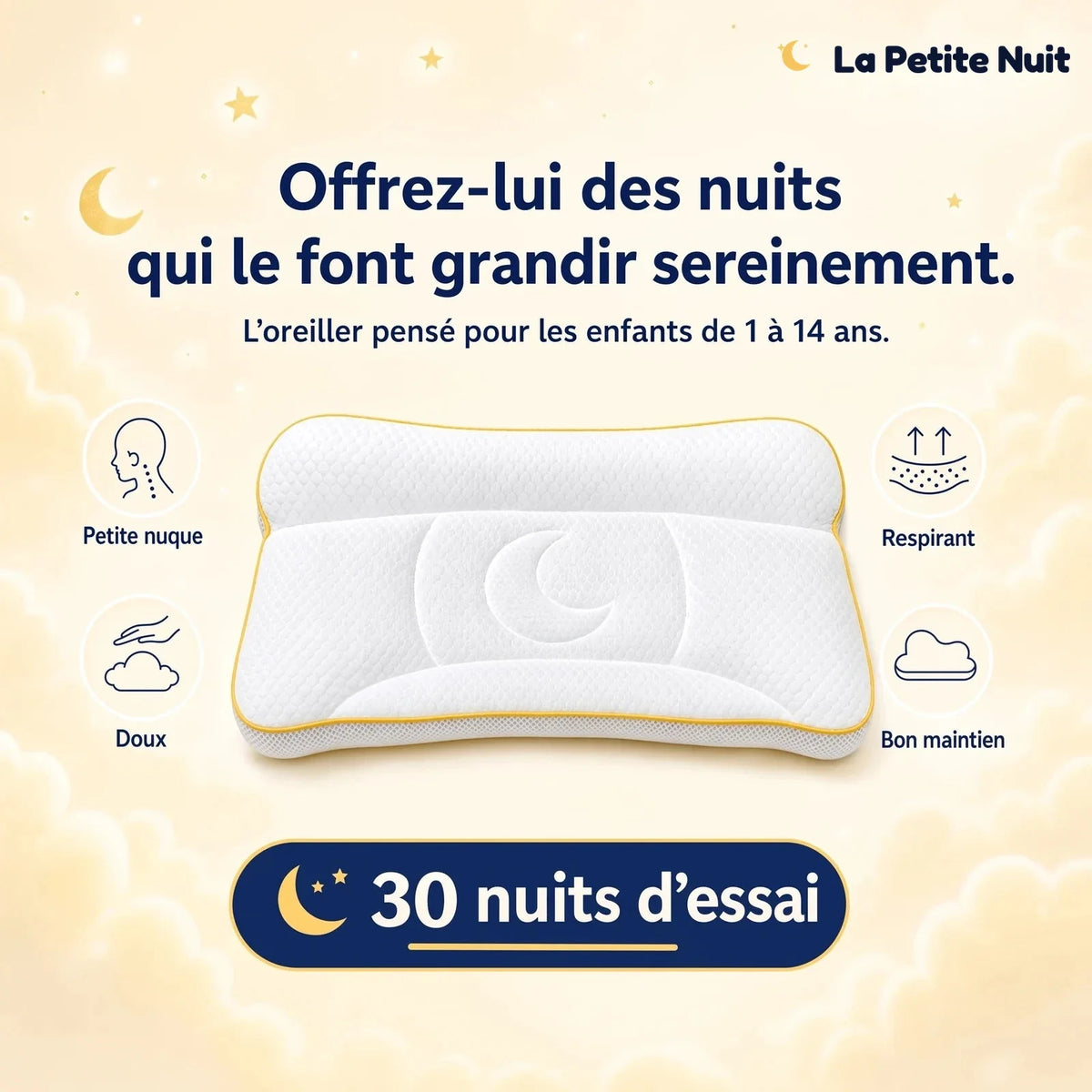 L’oreiller pour enfant fait pour sa nuque