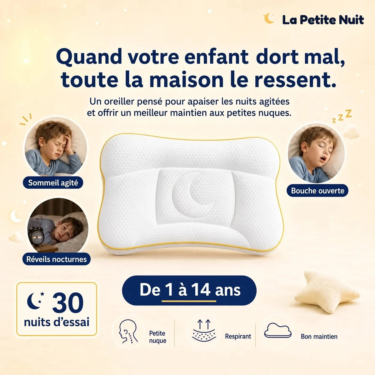 L’oreiller pour enfant fait pour sa nuque
