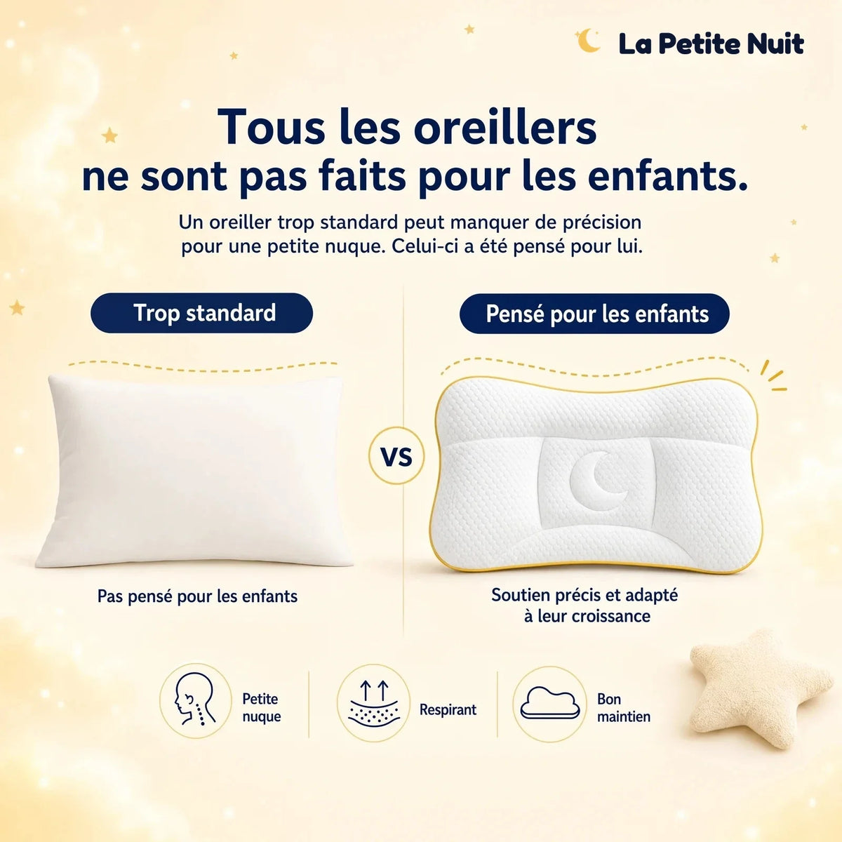 L’oreiller pour enfant fait pour sa nuque