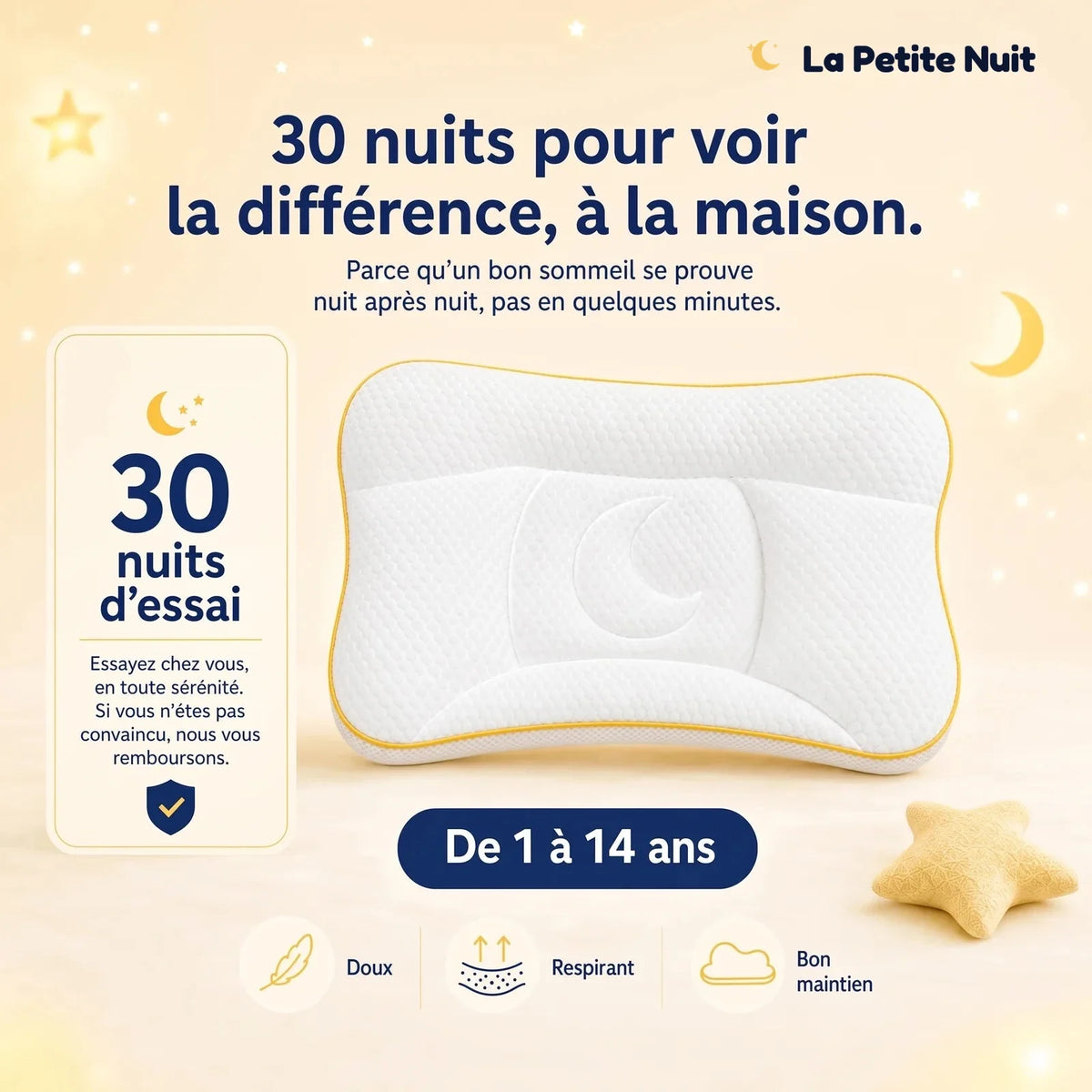 L’oreiller pour enfant fait pour sa nuque