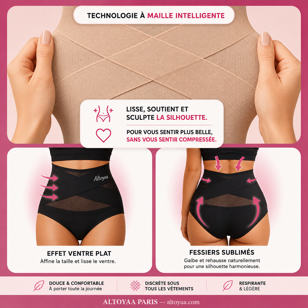 Culotte gainante taille haute — Effet ventre plat sans coutures