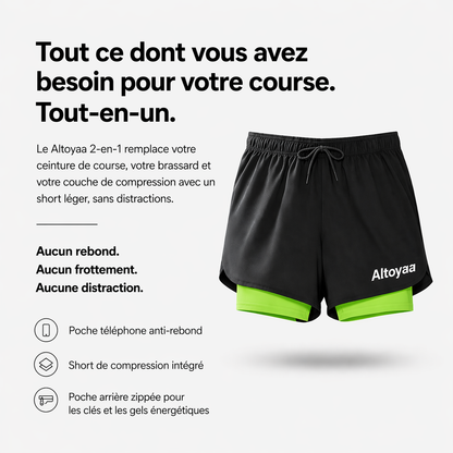 Short de course Altoyaa run 2 en 1