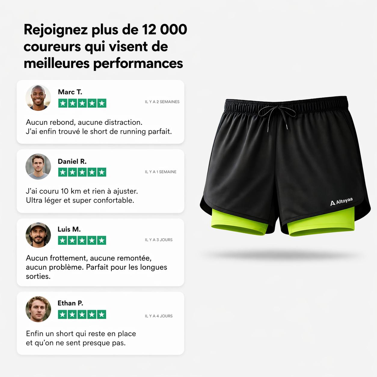 Short de course Altoyaa run 2 en 1